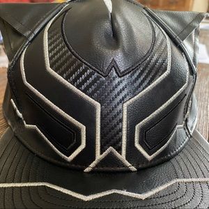NWT 🖤 Marvel BLACK PANTHER CAP Black Leather Look